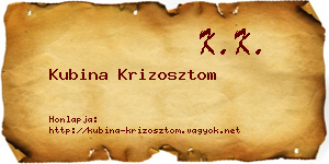 Kubina Krizosztom névjegykártya